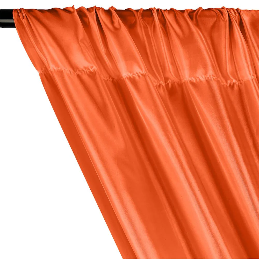 Poly China Silk Lining Rod Pocket Curtains - Neon Orange - Image 2