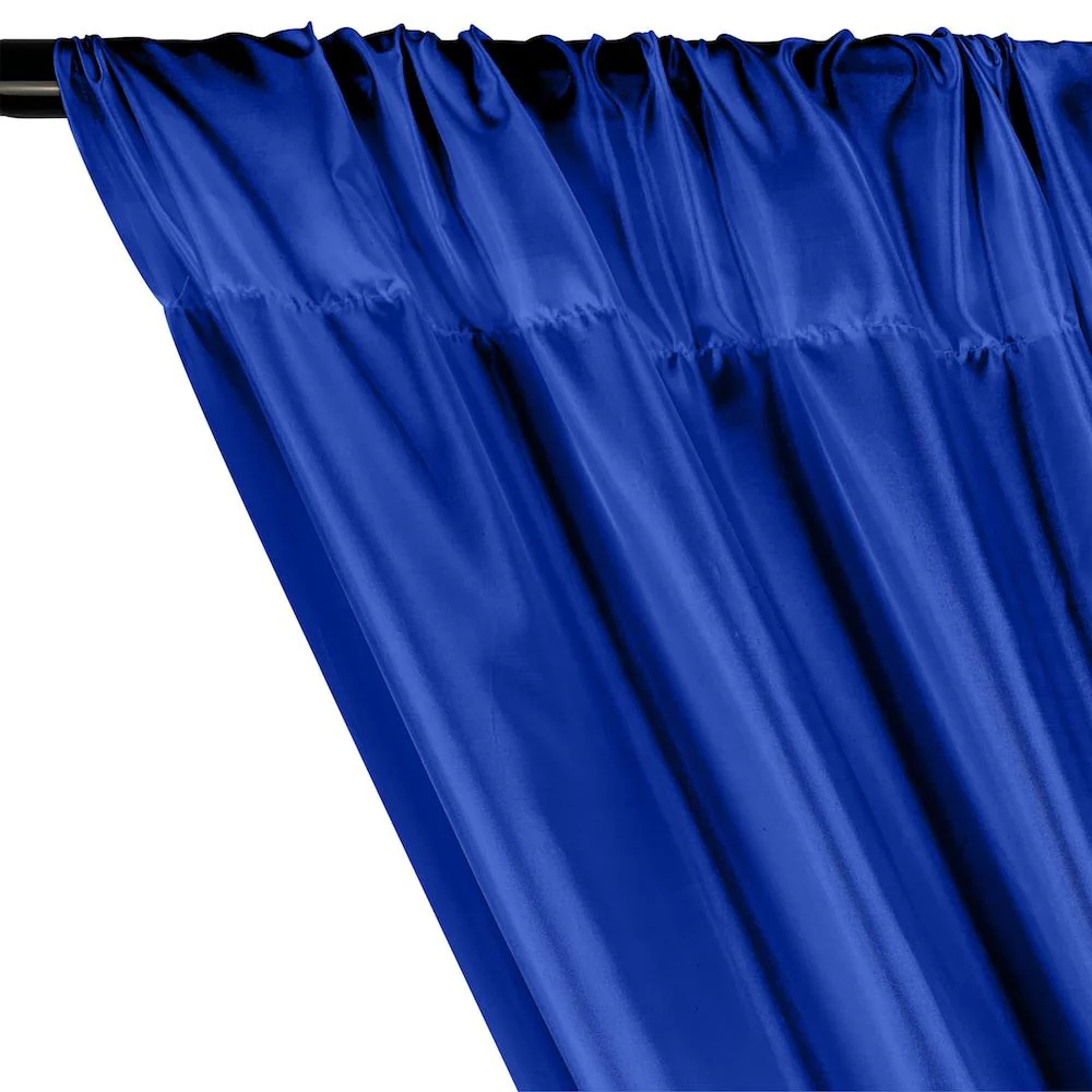 Poly China Silk Lining Rod Pocket Curtains - Royal Blue - Image 2