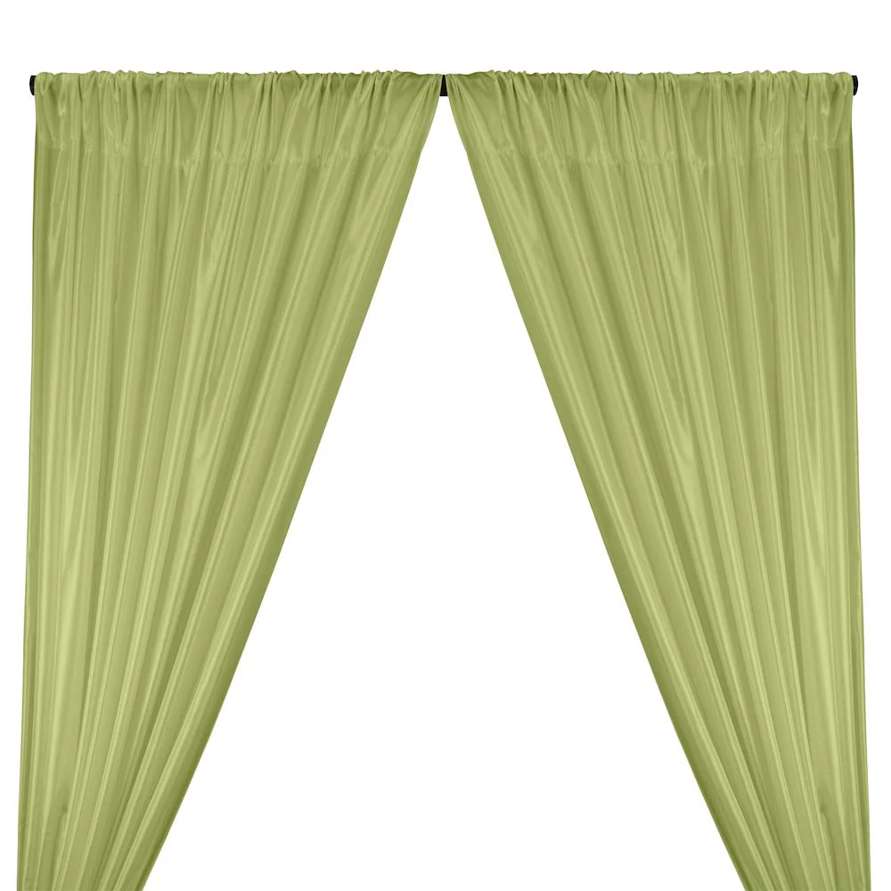 Poly China Silk Lining Rod Pocket Curtains - Sage