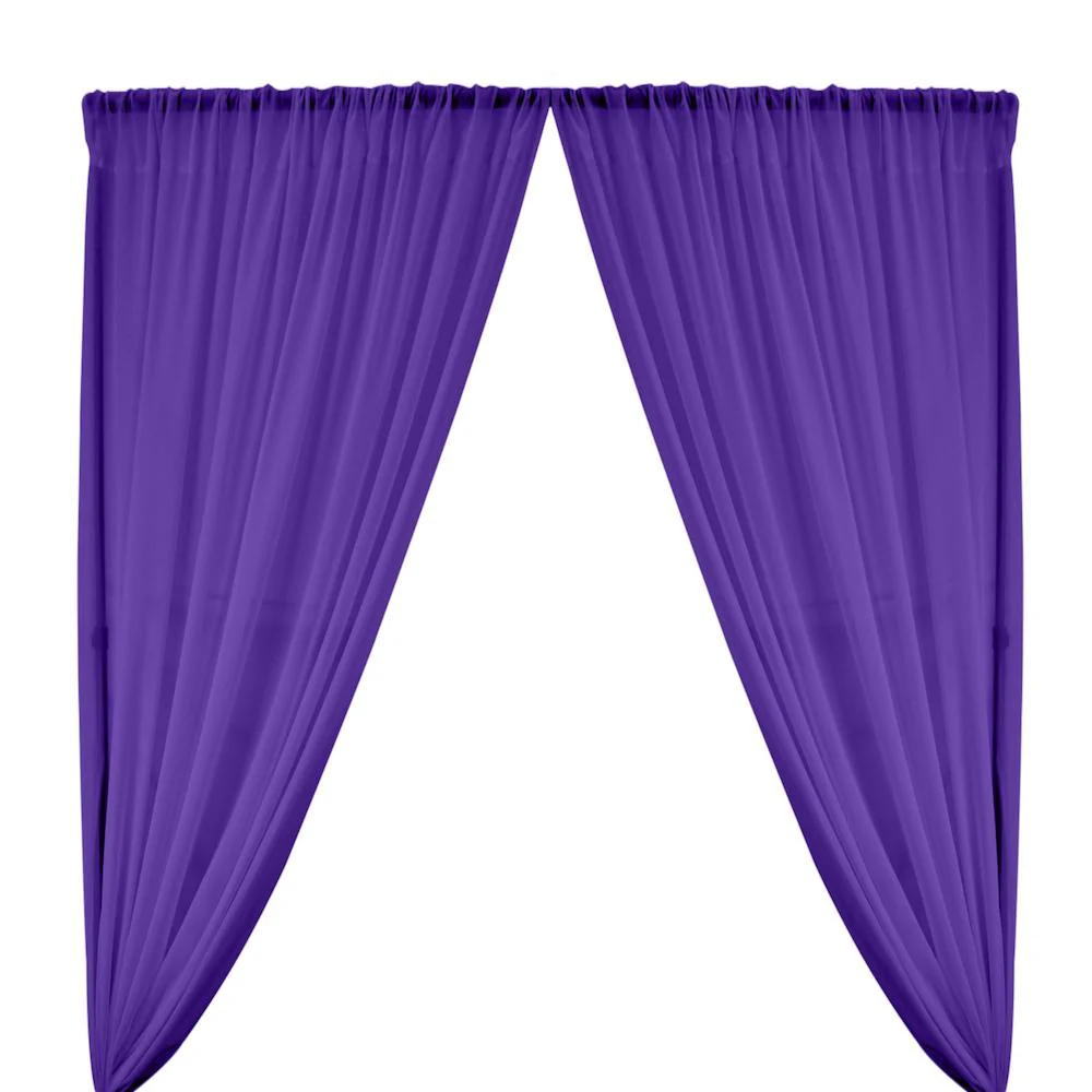 Polyester Chiffon Rod Pocket Curtains - Purple