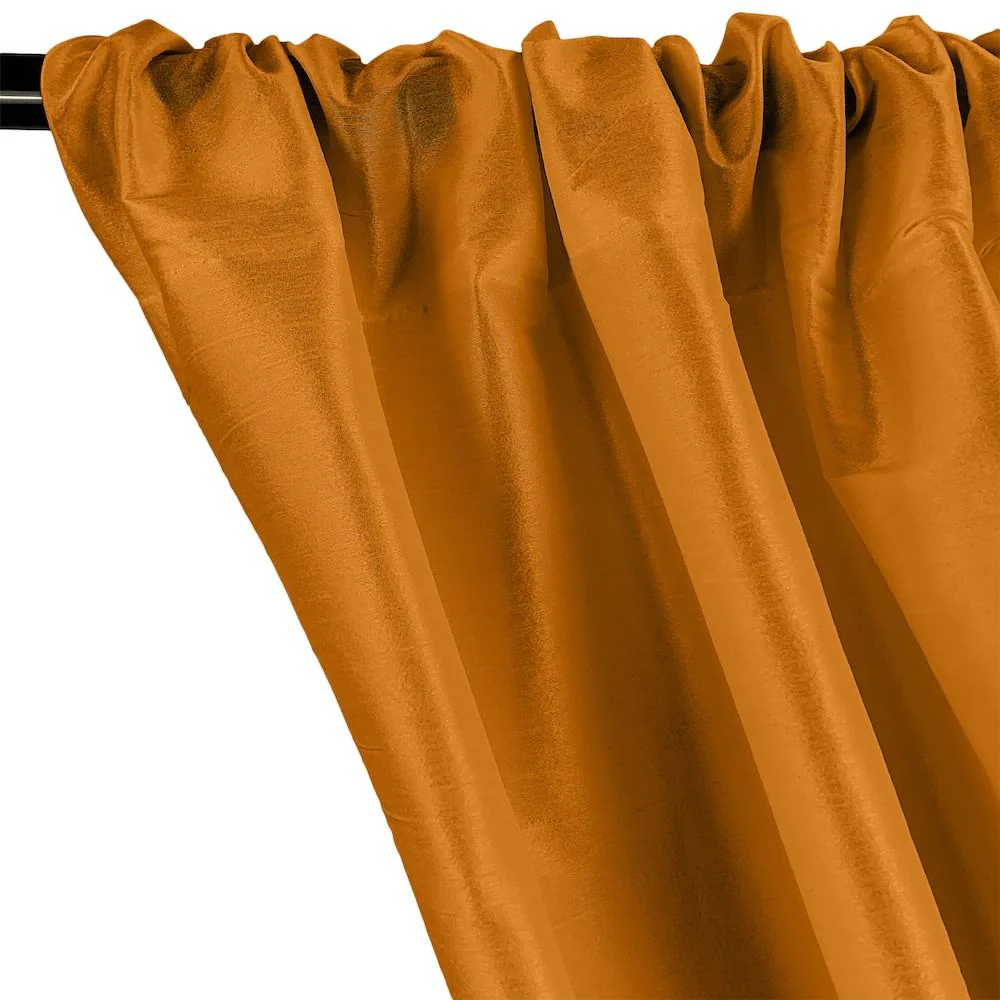 Polyester Dupioni Rod Pocket Curtains - Antique Gold 26 - Image 2