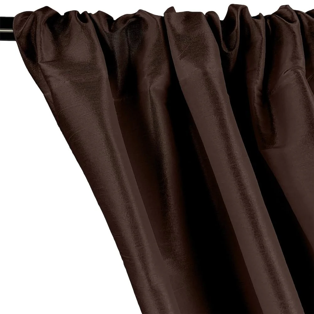 Polyester Dupioni Rod Pocket Curtains - Dark Brown 46 - Image 2