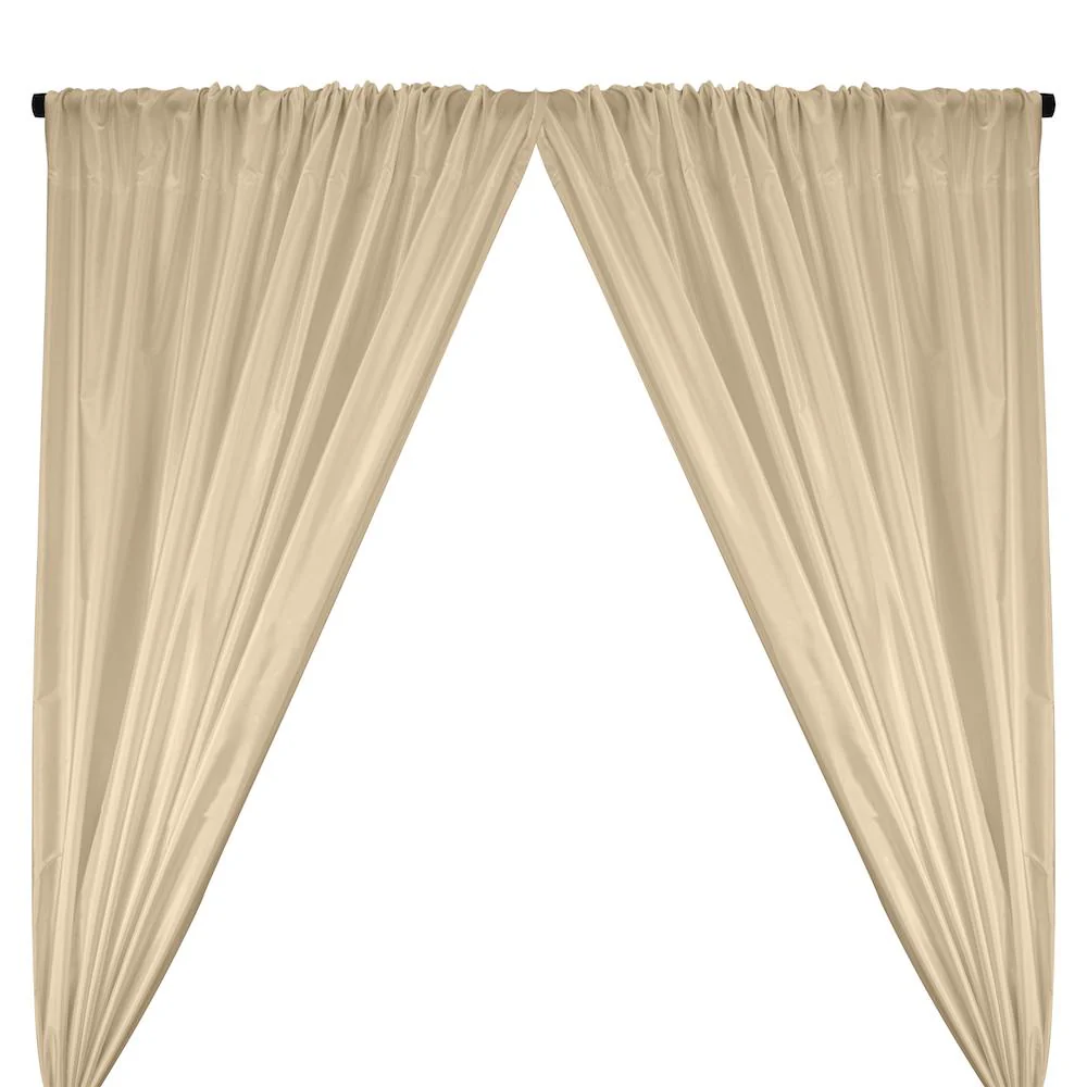 Polyester Taffeta Lining Rod Pocket Curtains - Beige