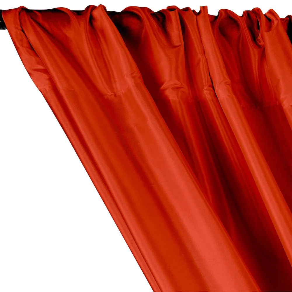 Polyester Taffeta Lining Rod Pocket Curtains - Red - Image 2