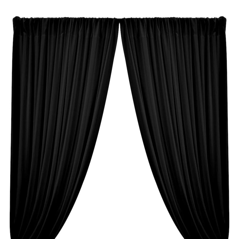 Rayon Challis Rod Pocket Curtains - Black