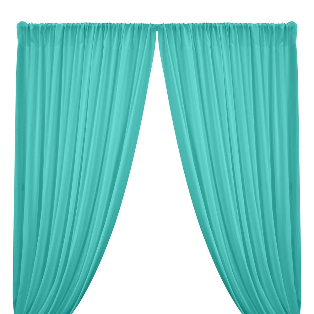 Rayon Challis Rod Pocket Curtains - Seafoam