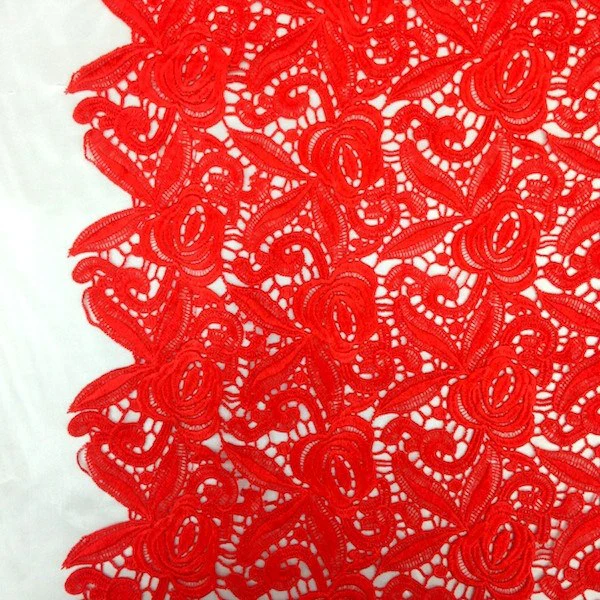 Red Rose Guipure French Venice Lace - Image 5