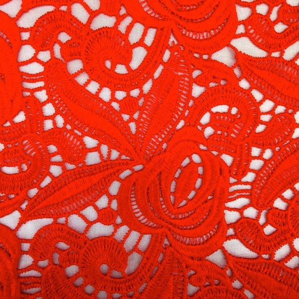 Red Rose Guipure French Venice Lace - Image 6