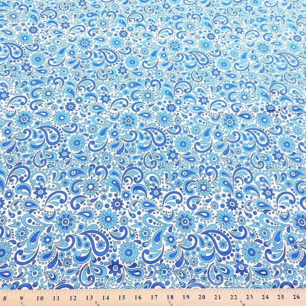Royal Blue Sky Printed Cotton - Image 3