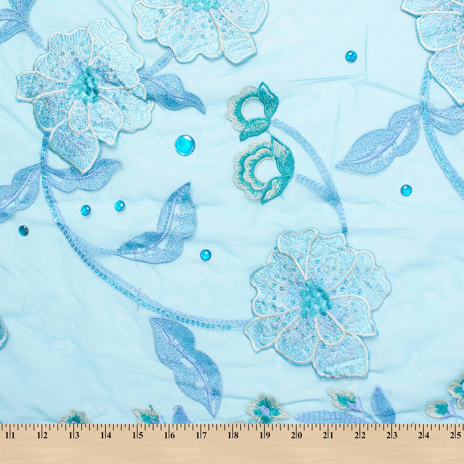 Sequin Floral Embroidered Mesh With Rhinestones On Mesh - Image 9