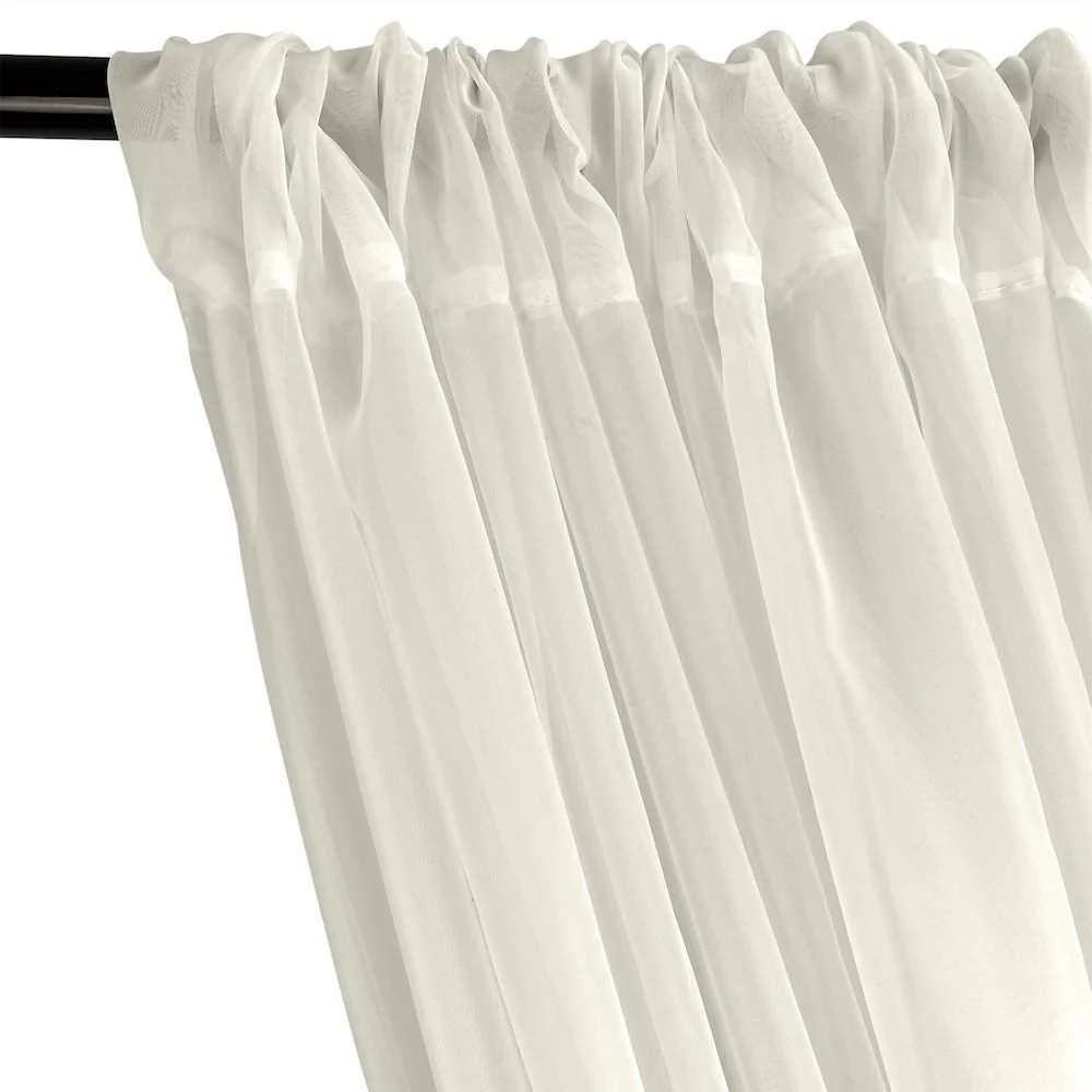 Sheer Voile Fire Retardant Rod Pocket Curtains - Off White - Image 2