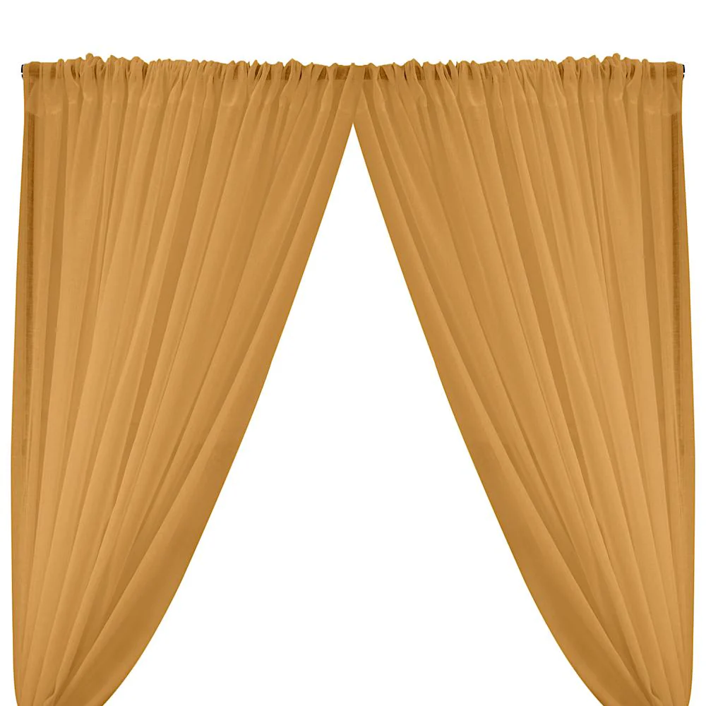 Gasa Sheer Voile Rod Pocket Curtains - Gold