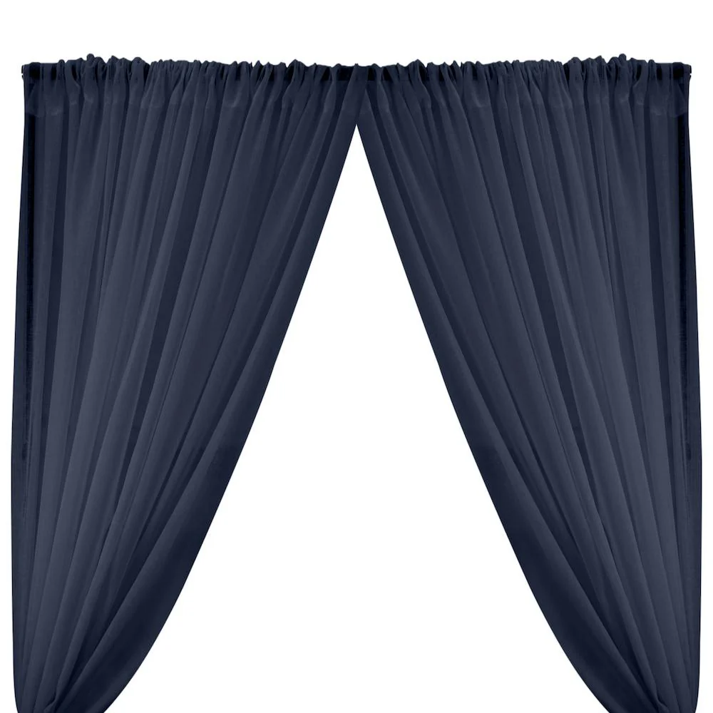Gasa Sheer Voile Rod Pocket Curtains - Navy Blue