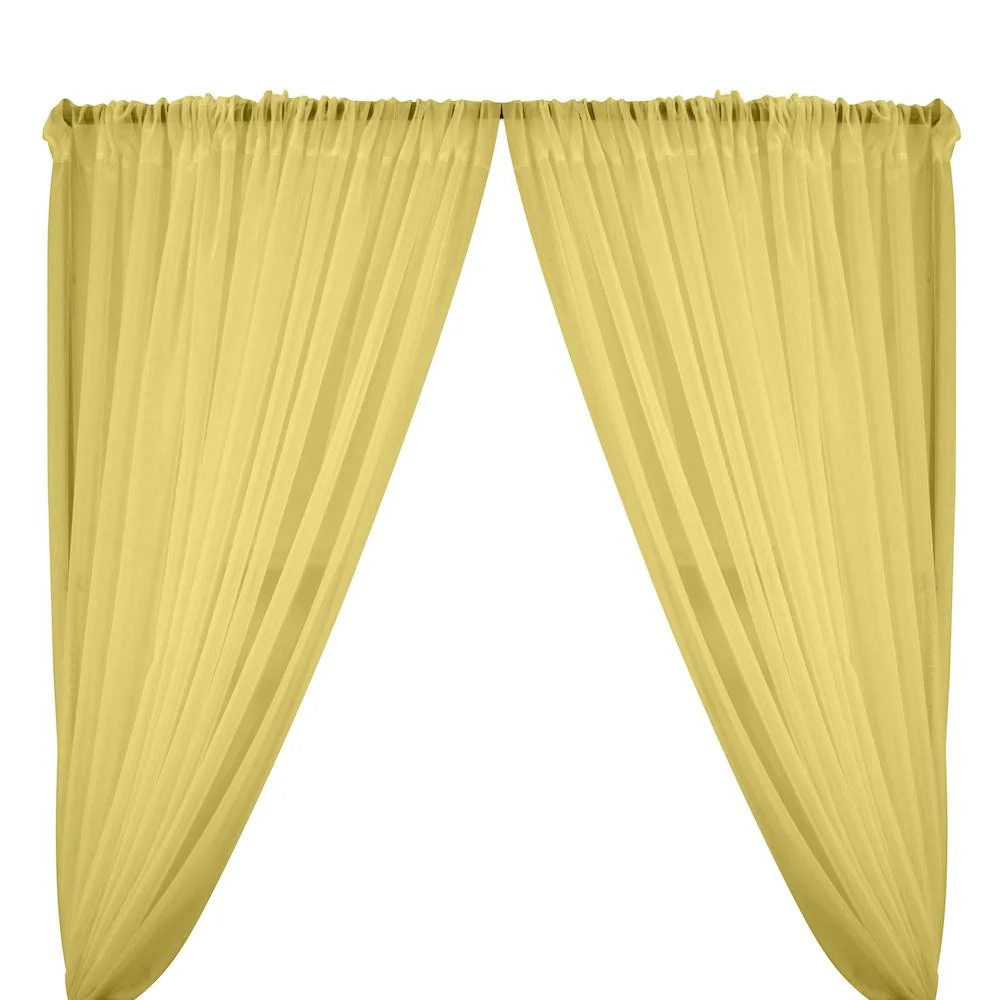 Sheer Voile Rod Pocket Curtains - Maize