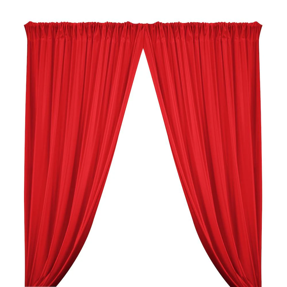 Shiny Milliskin Rod Pocket Curtains - Red
