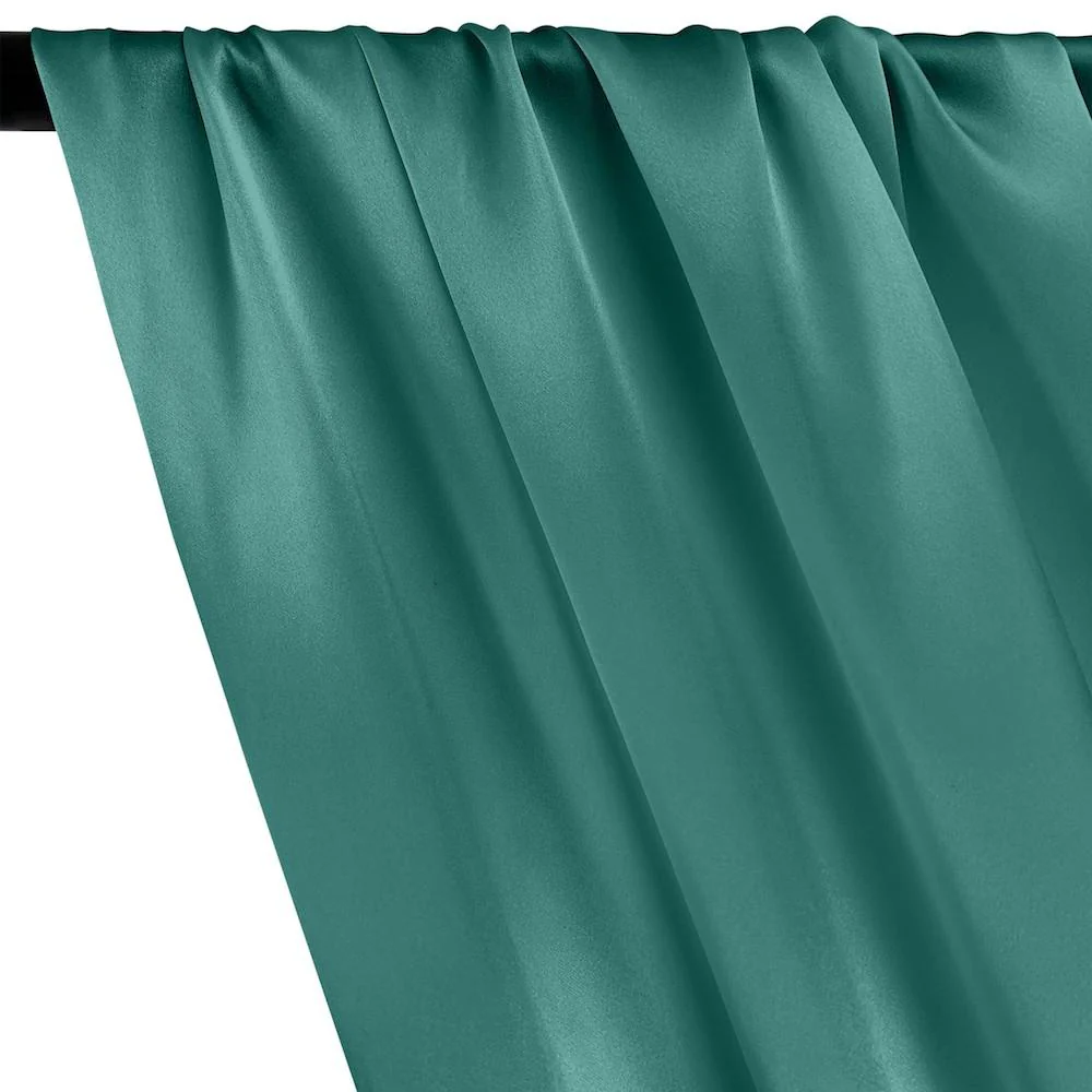Silk Charmeuse Rod Pocket Curtains - Teal - Image 2