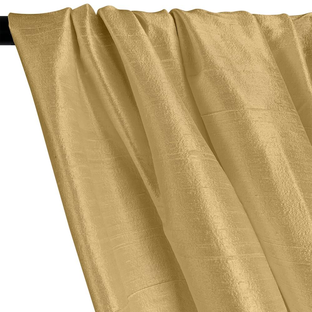 Silk Dupioni (54 Inch) Rod Pocket Curtains - Metallic Gold - Image 2