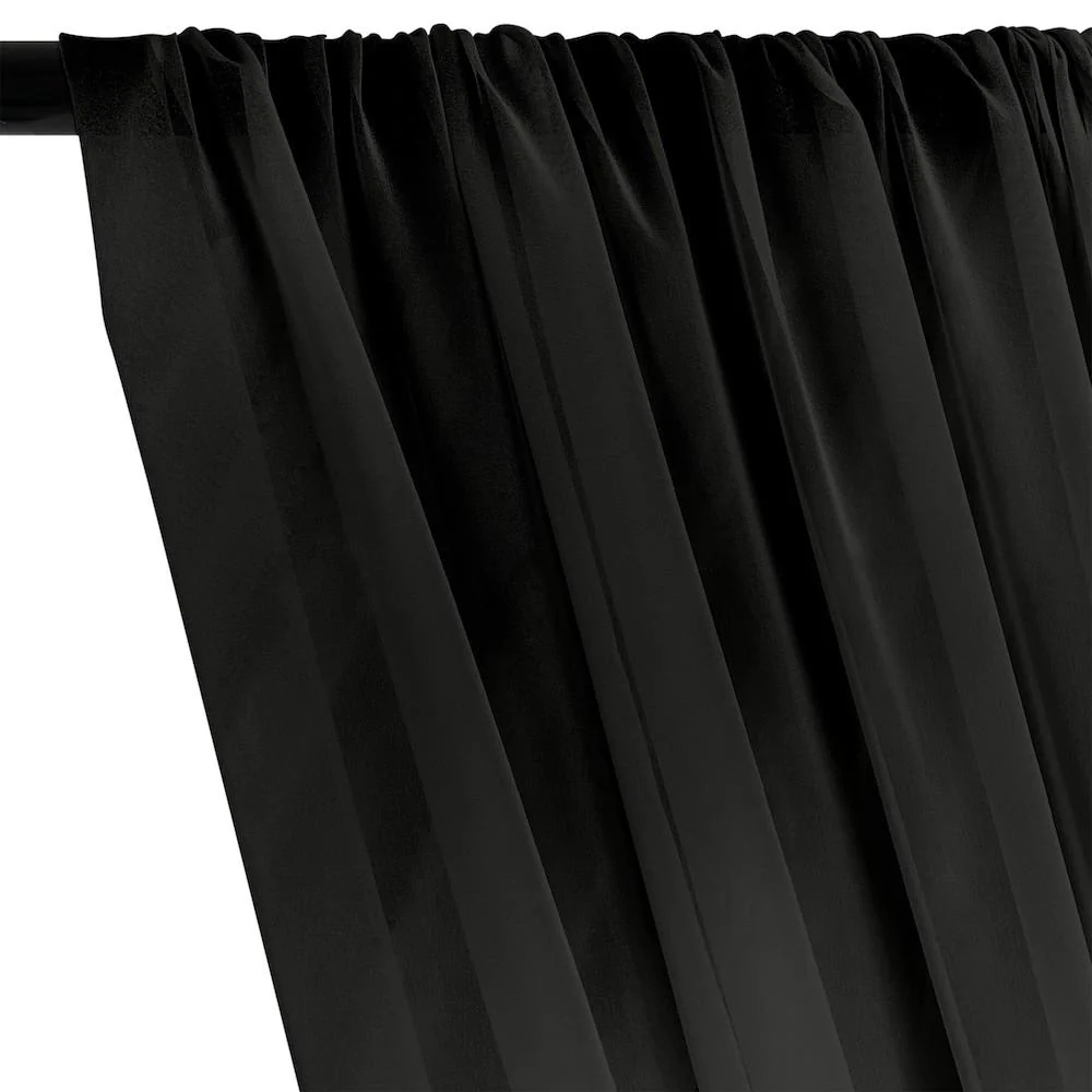Silk Georgette Chiffon Rod Pocket Curtains - Black - Image 2