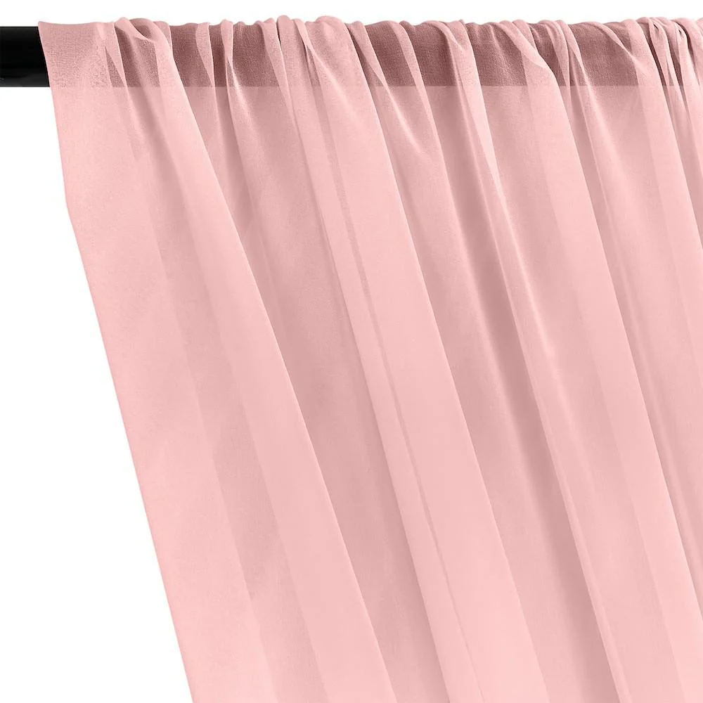 Silk Georgette Chiffon Rod Pocket Curtains - Pink - Image 2