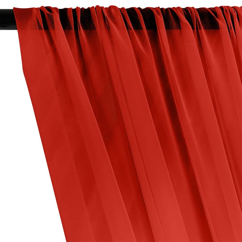 Silk Georgette Chiffon Rod Pocket Curtains - Red - Image 2