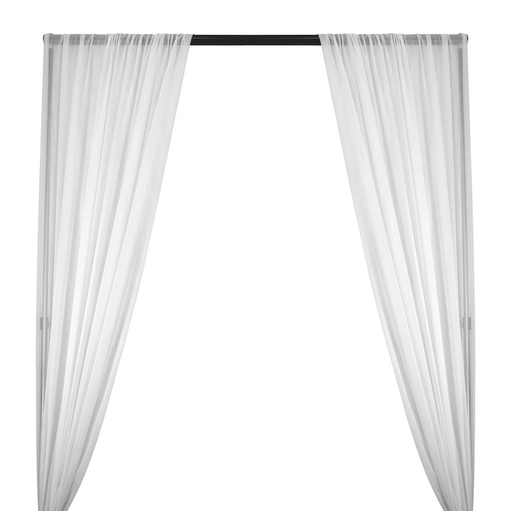 Silk Georgette Chiffon Rod Pocket Curtains (All Colors Available) - White