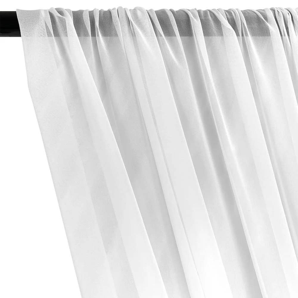 Silk Georgette Chiffon Rod Pocket Curtains (All Colors Available) - White - Image 2