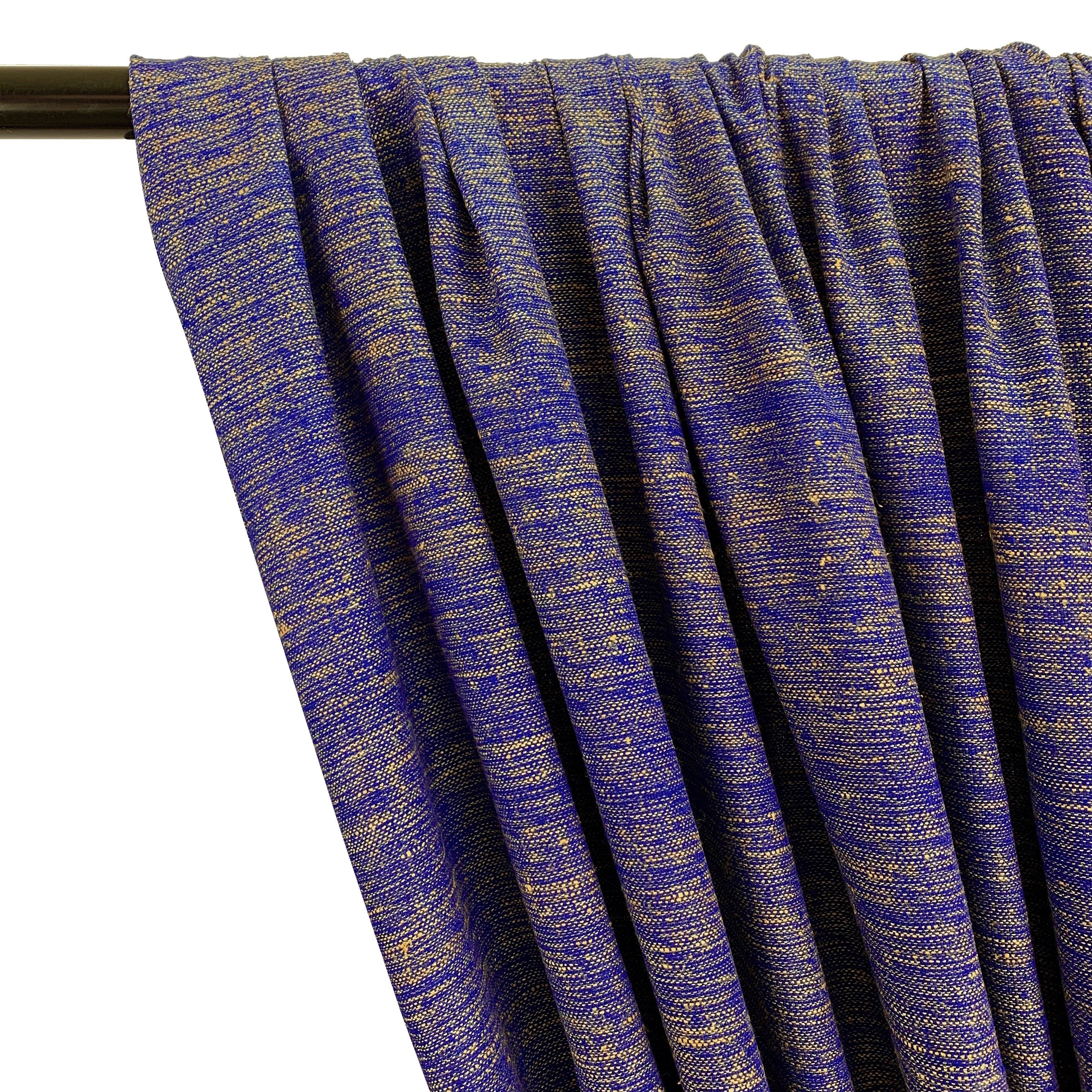 Silk Linen Matka Rod Pocket Curtains - Royal 2-Tone - Image 2