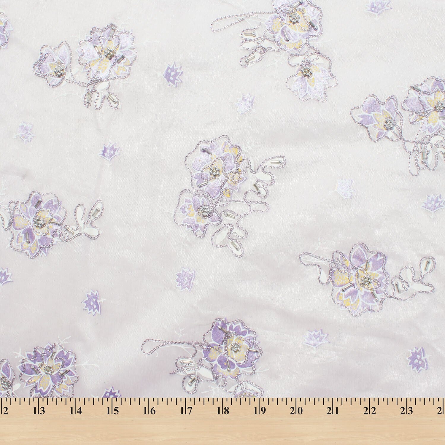 Floral Beaded Embroidery On Organza - Image 7
