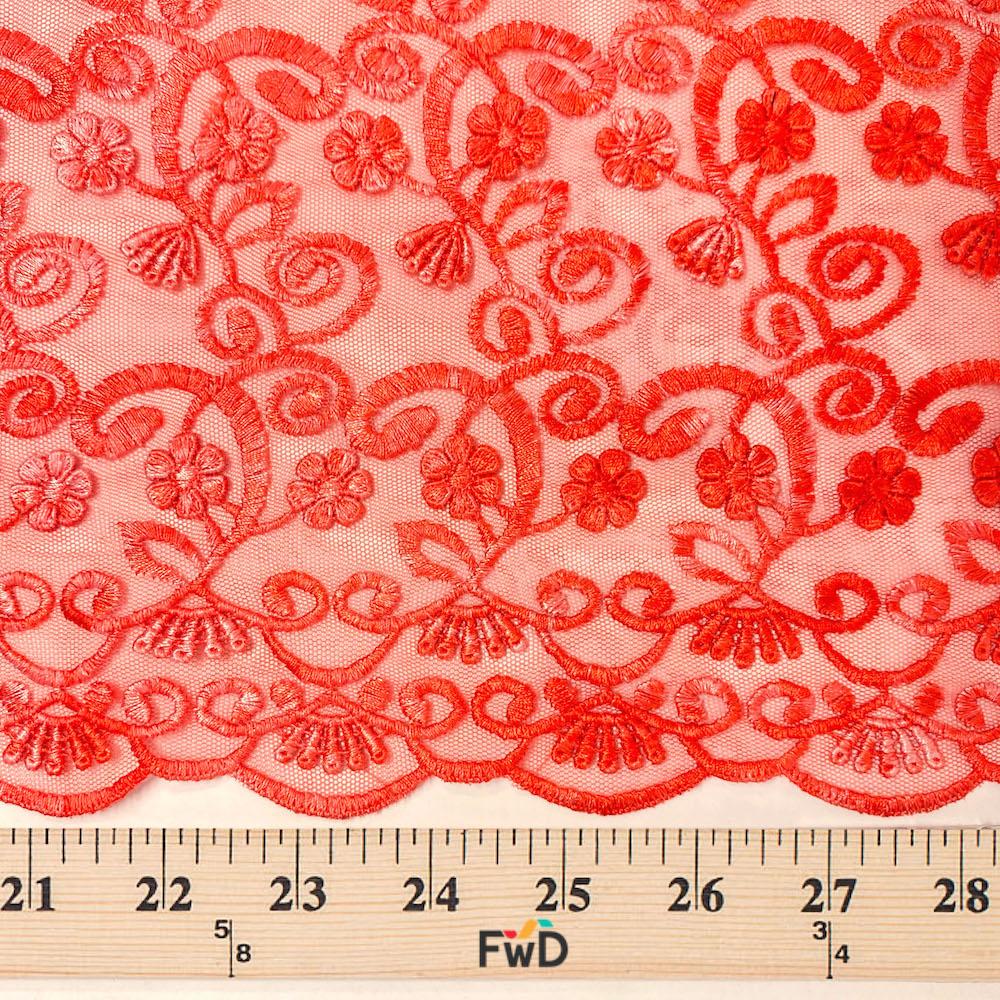 Strawberry Floral Vine Embroidery on Mesh - Image 3