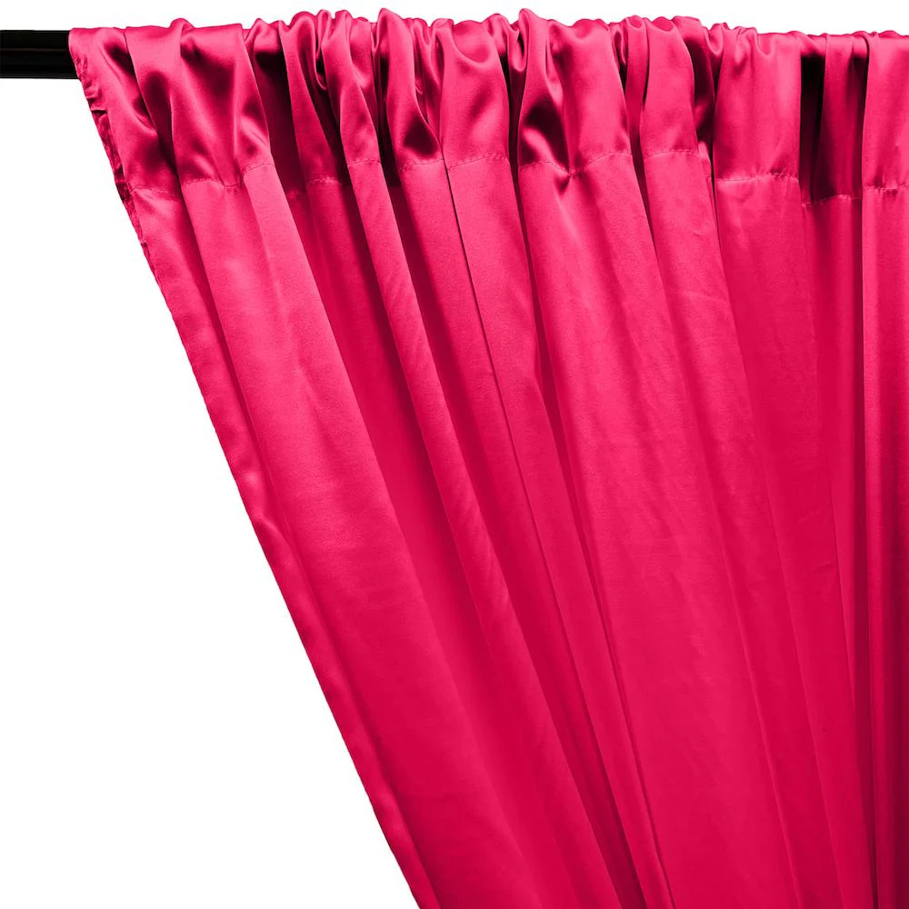 Stretch Charmeuse Satin Rod Pocket Curtains - Fuchsia - Image 2