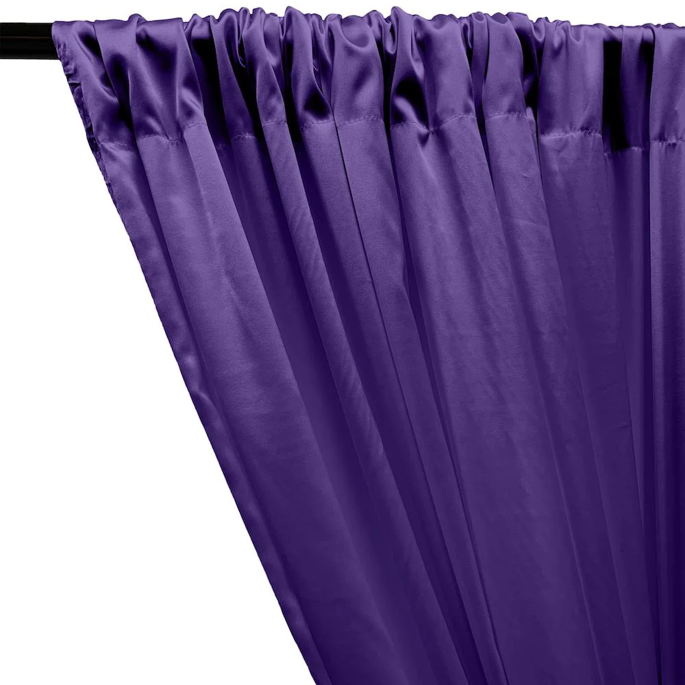 Stretch Charmeuse Satin Rod Pocket Curtains - Purple - Image 2