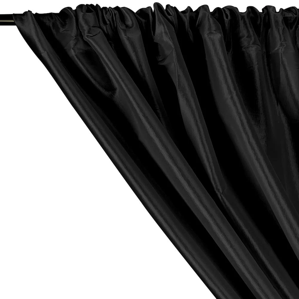 Stretch Taffeta Rod Pocket Curtains - Black - Image 2