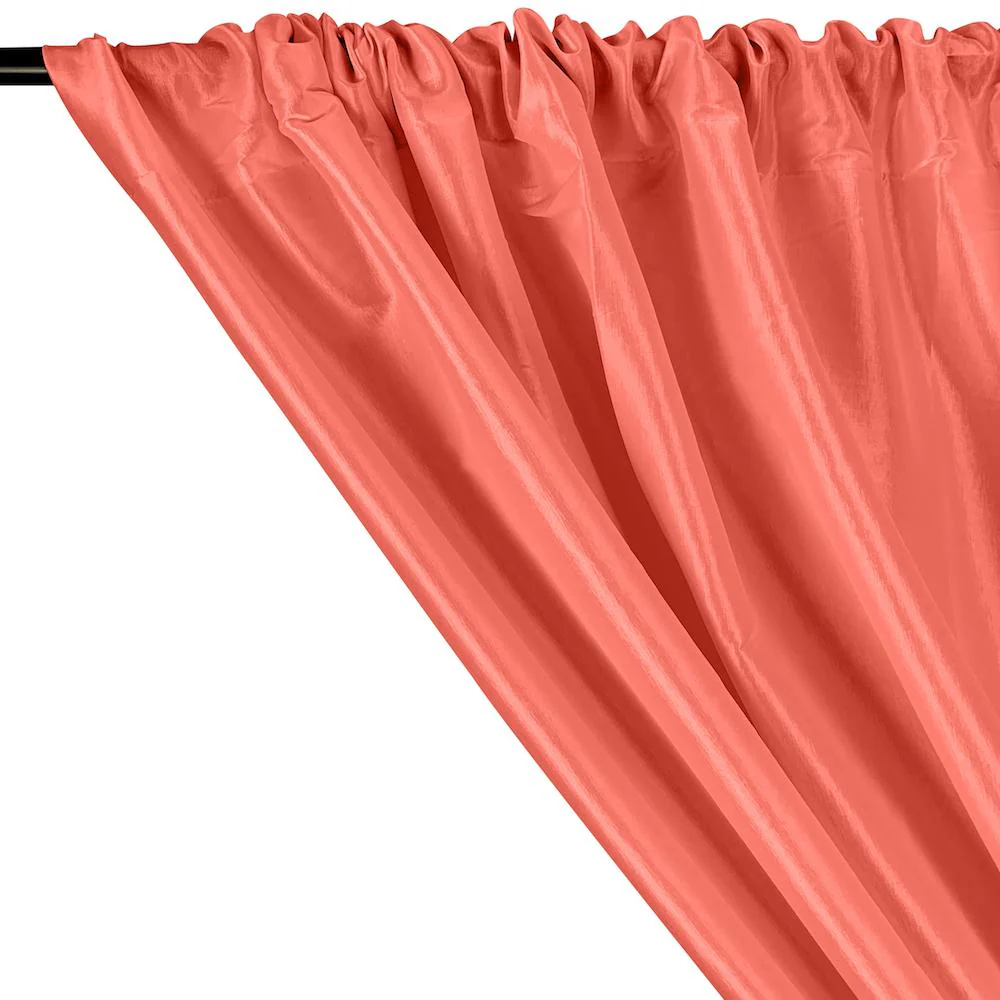 Stretch Taffeta Rod Pocket Curtains - Coral - Image 2