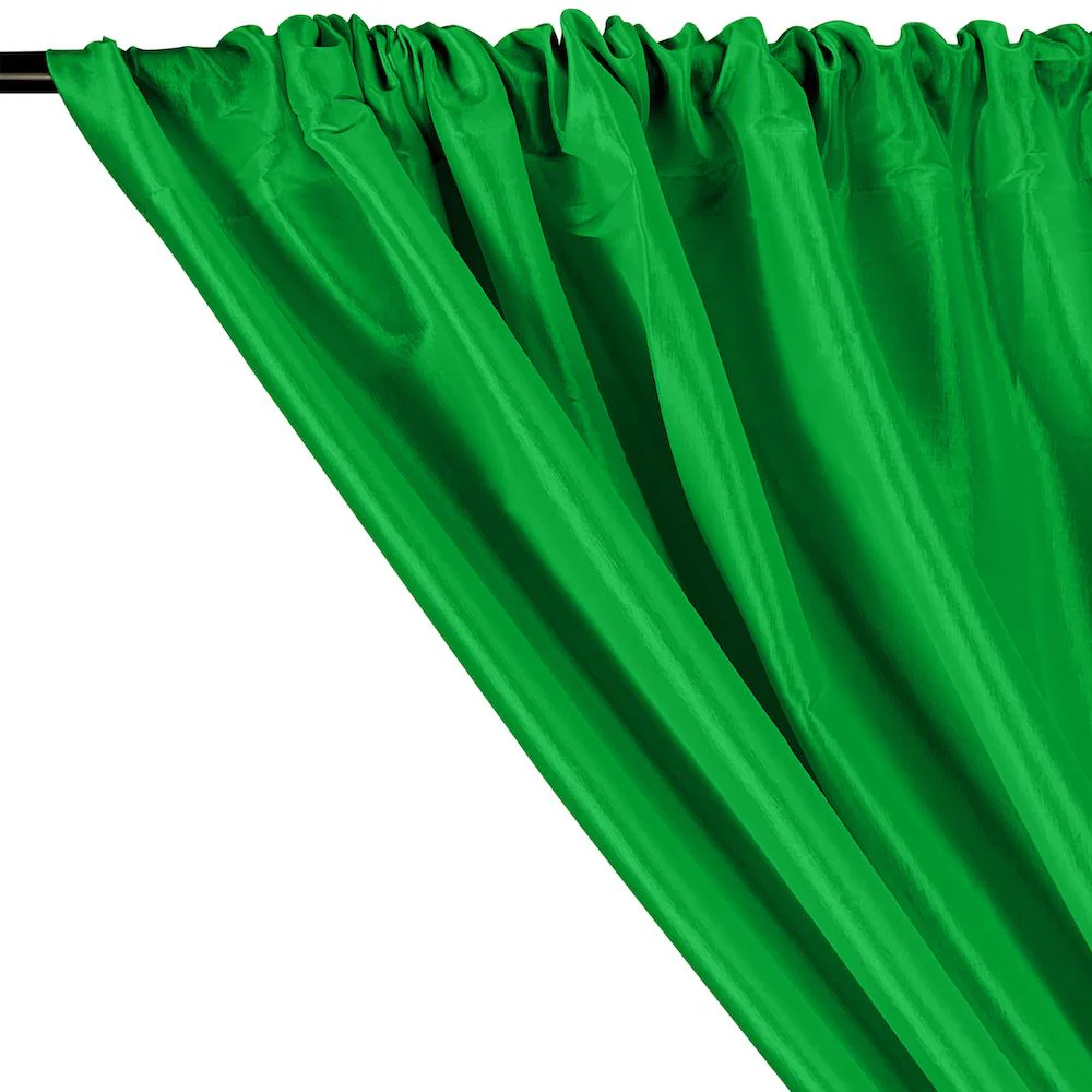 Stretch Taffeta Rod Pocket Curtains - Kelly Green - Image 2