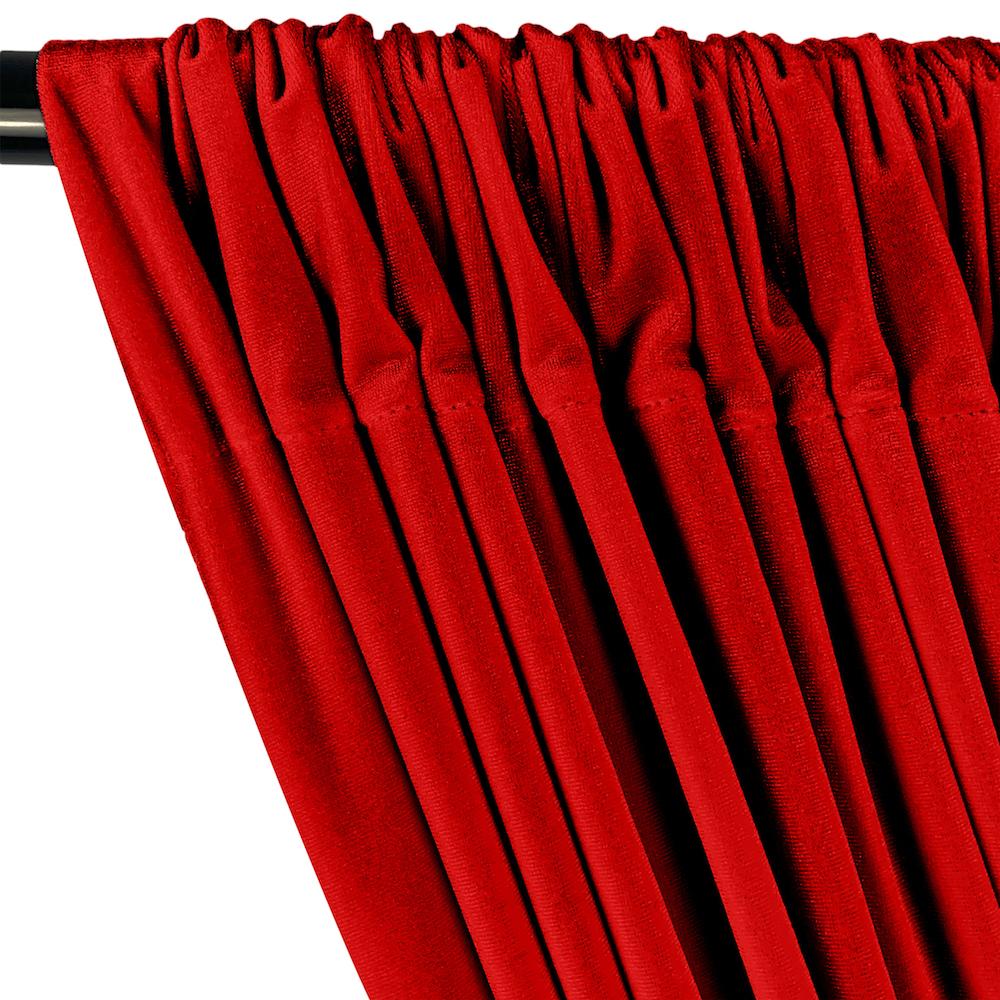Stretch Velvet Rod Pocket Curtains - Red - Image 2