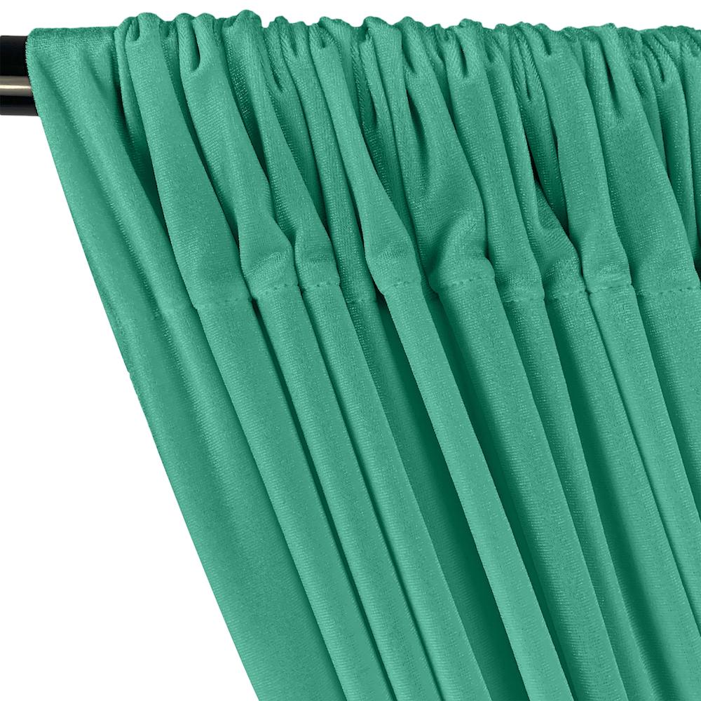Stretch Velvet Rod Pocket Curtains - Spring Green - Image 2