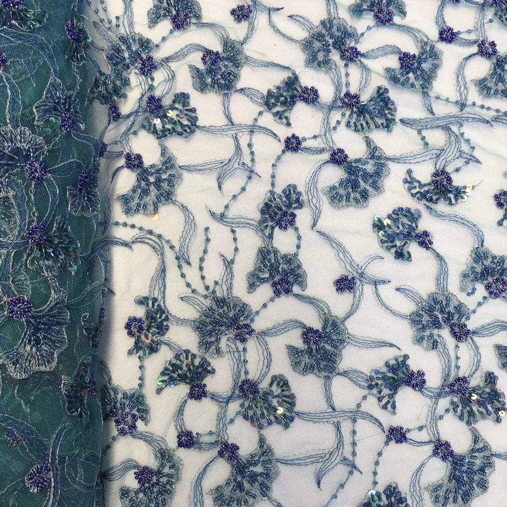 Teal Atlantis Beaded Bridal Lace