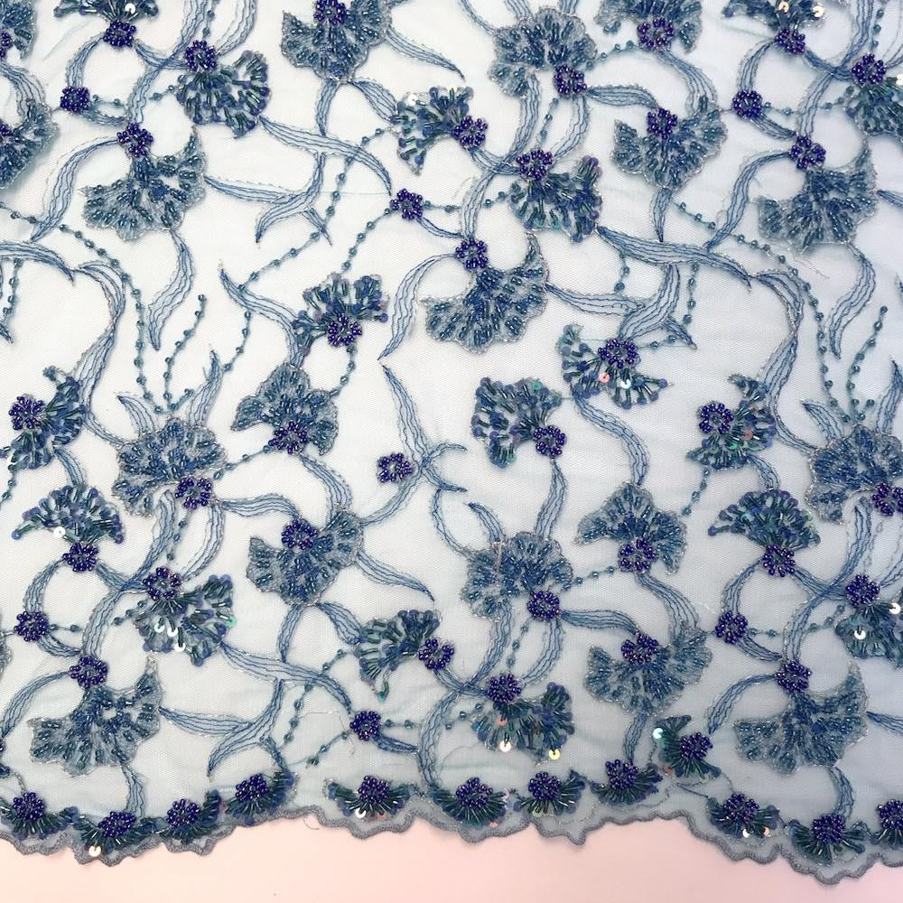 Teal Atlantis Beaded Bridal Lace - Image 5