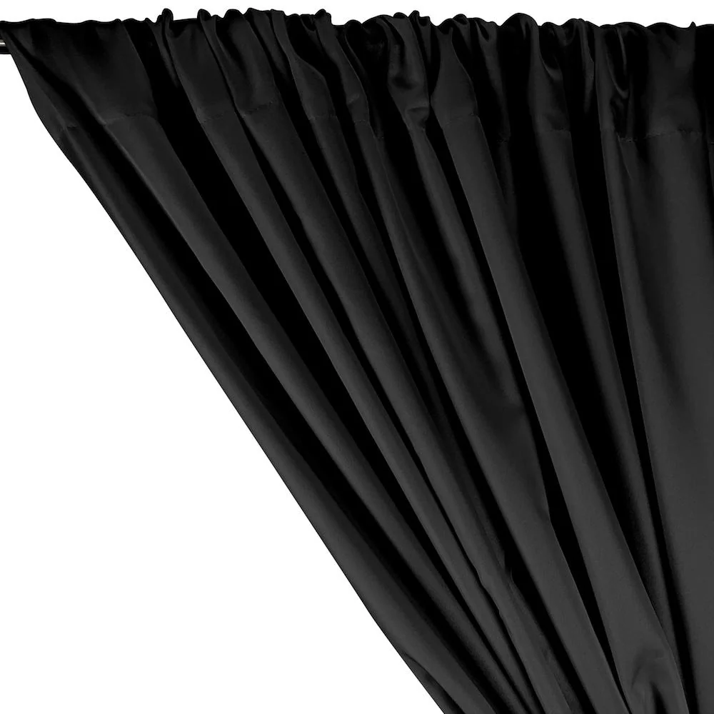 Polyester Twill Rod Pocket Curtains - Black - Image 2