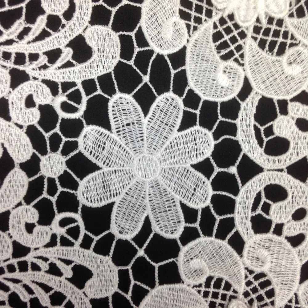 White Lily Flower Guipure French Venice Lace - Image 3