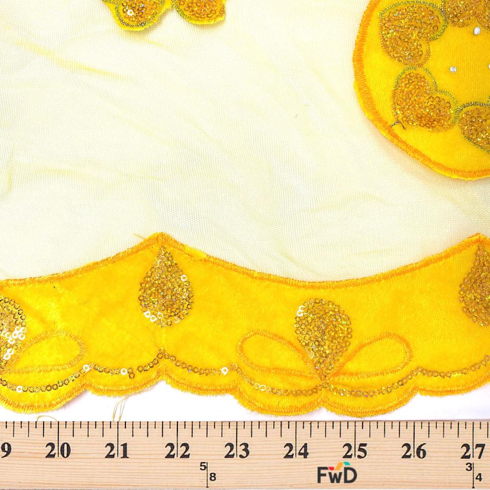 Yellow Circle Embroidery Lace on Mesh - Image 3
