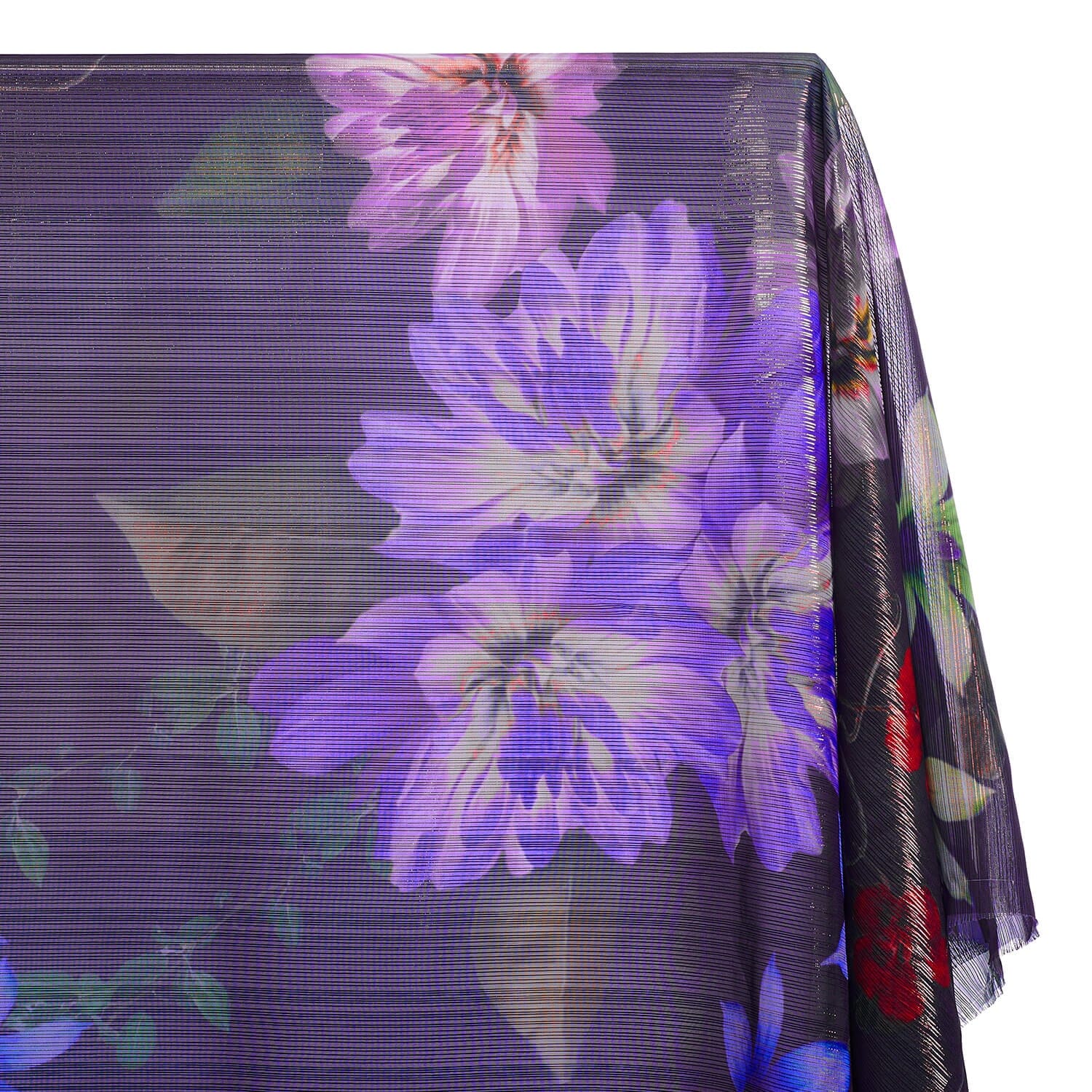Zari Metallic Chiffon Jacquard - Hibiscus Print - Image 14
